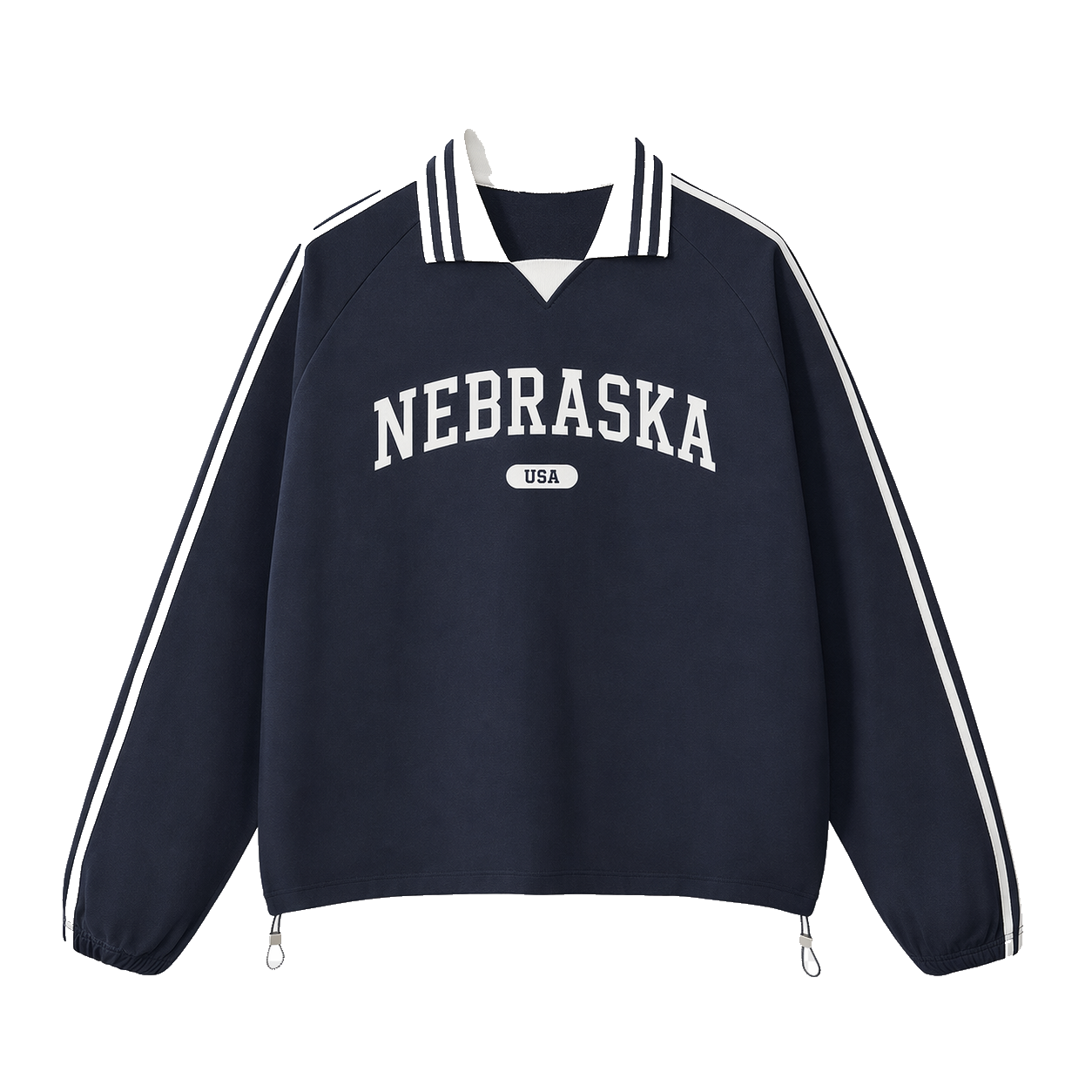 Collection 4 Nebraska Contrast Striped Lapel Collar Sweatshirt - Royal Blue front