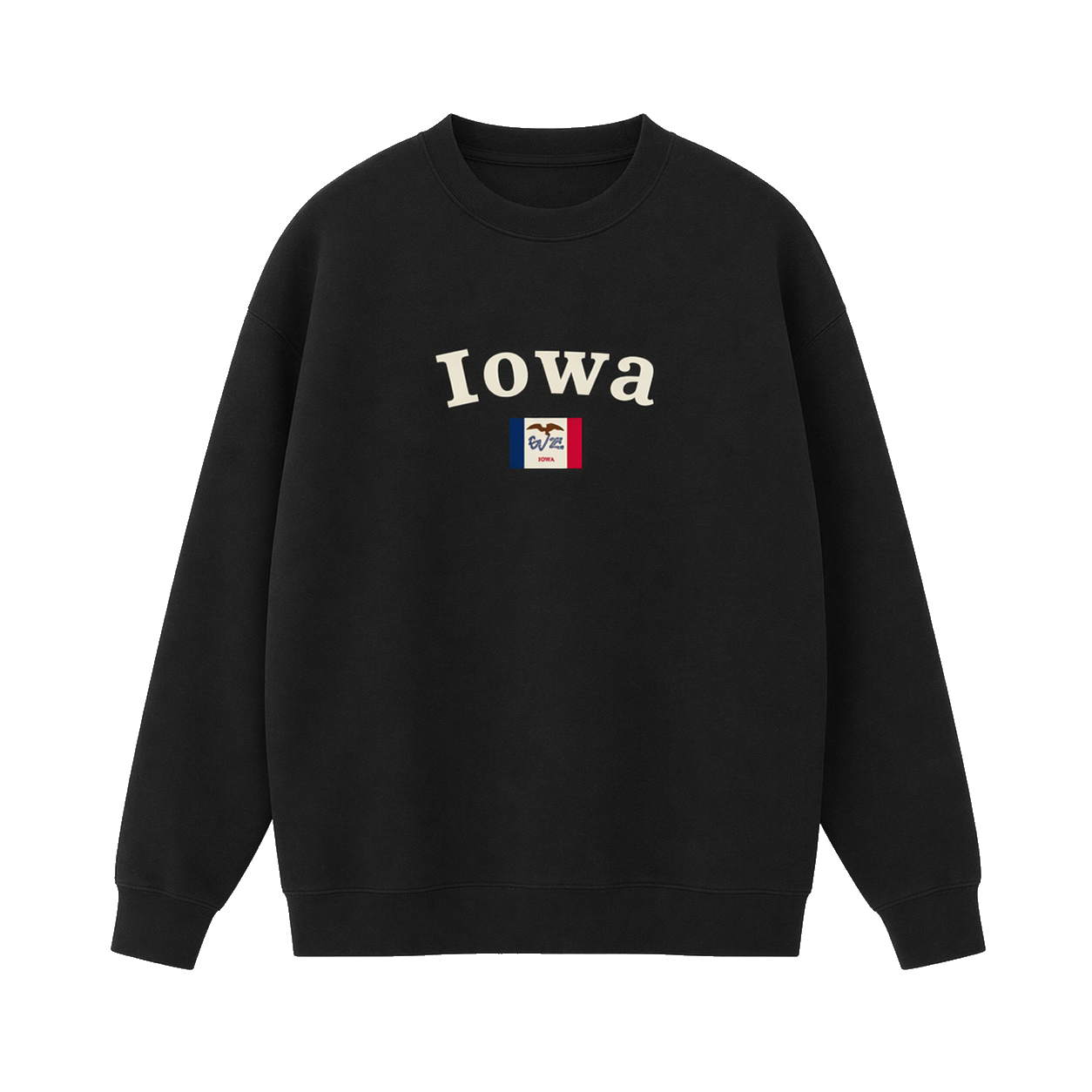 Collection 6 Iowa Essential Heavyweight Crewneck Sweatshirt - Black front