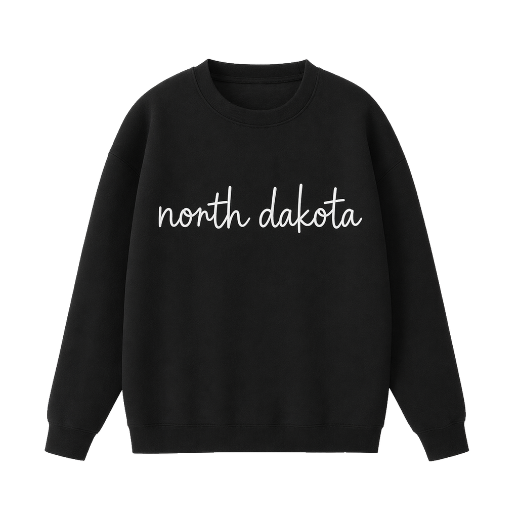 Collection 3 North Dakota Essential Heavyweight Crewneck Sweatshirt - Black front