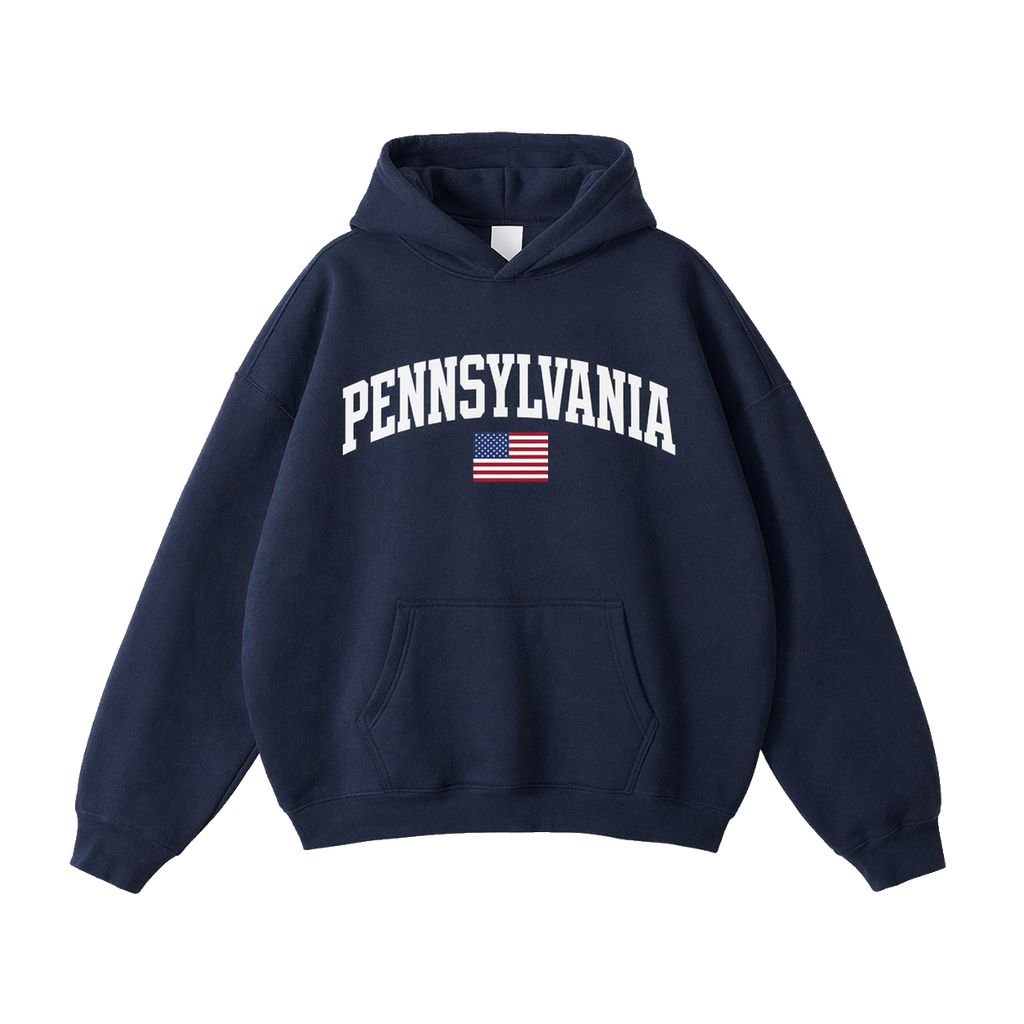 Collection 2 Pennsylvania Oversize Fleeced Hoodie - Navy Blue front