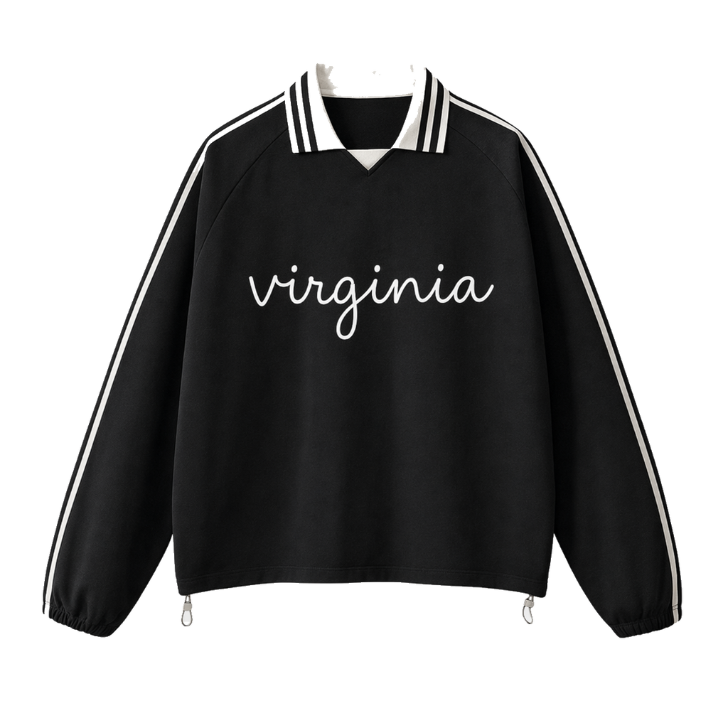 Collection 3 Virginia Contrast Striped Lapel Collar Sweatshirt - Black front