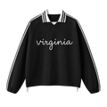 Collection 3 Virginia Contrast Striped Lapel Collar Sweatshirt - Black front