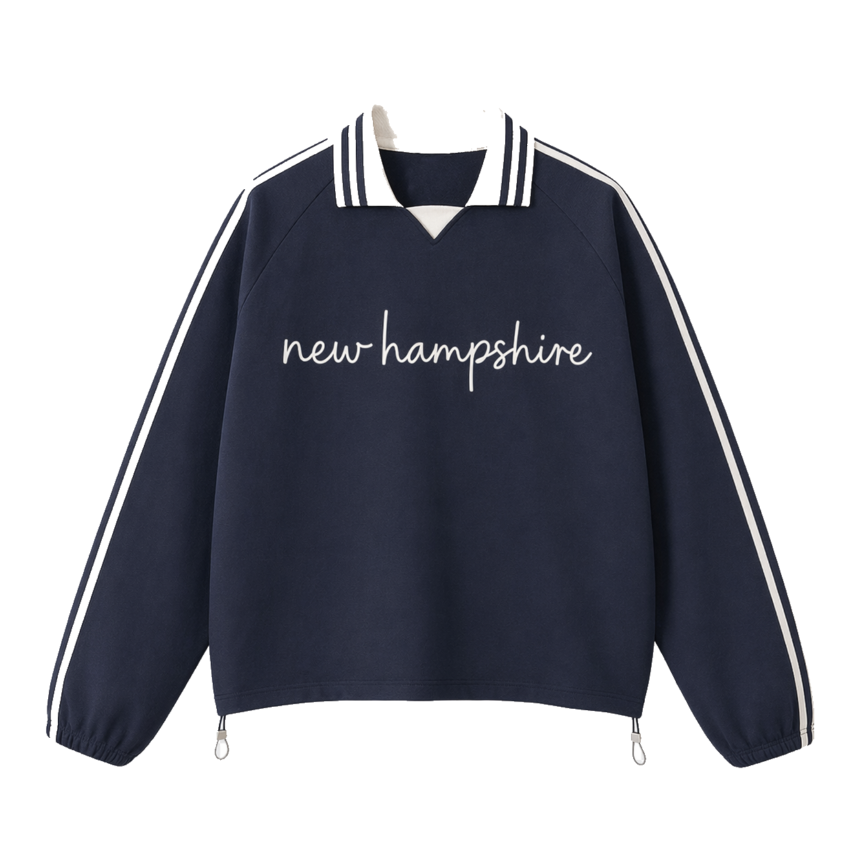 Collection 3 New Hampshire Contrast Striped Lapel Collar Sweatshirt - Royal Blue front