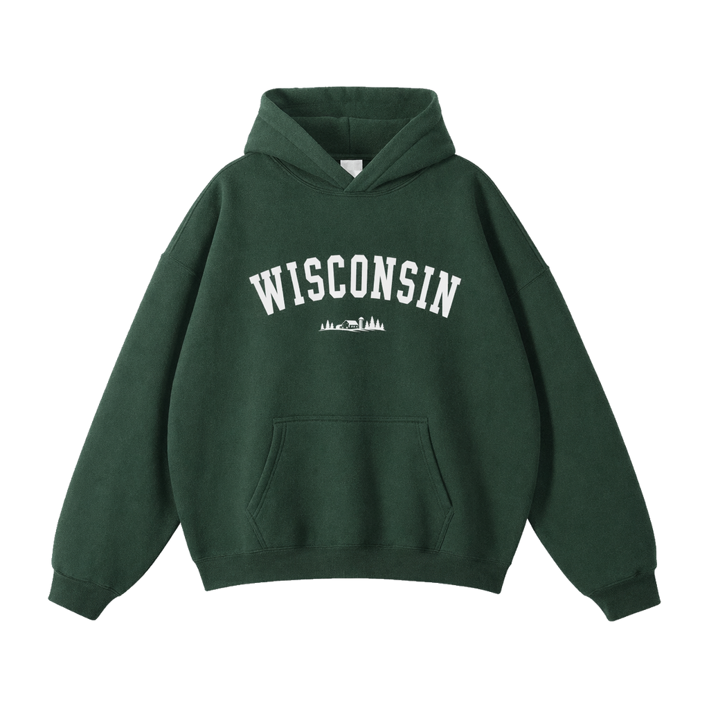 Collection 9 Wisconsin Oversize Fleeced Hoodie - Eden Green front