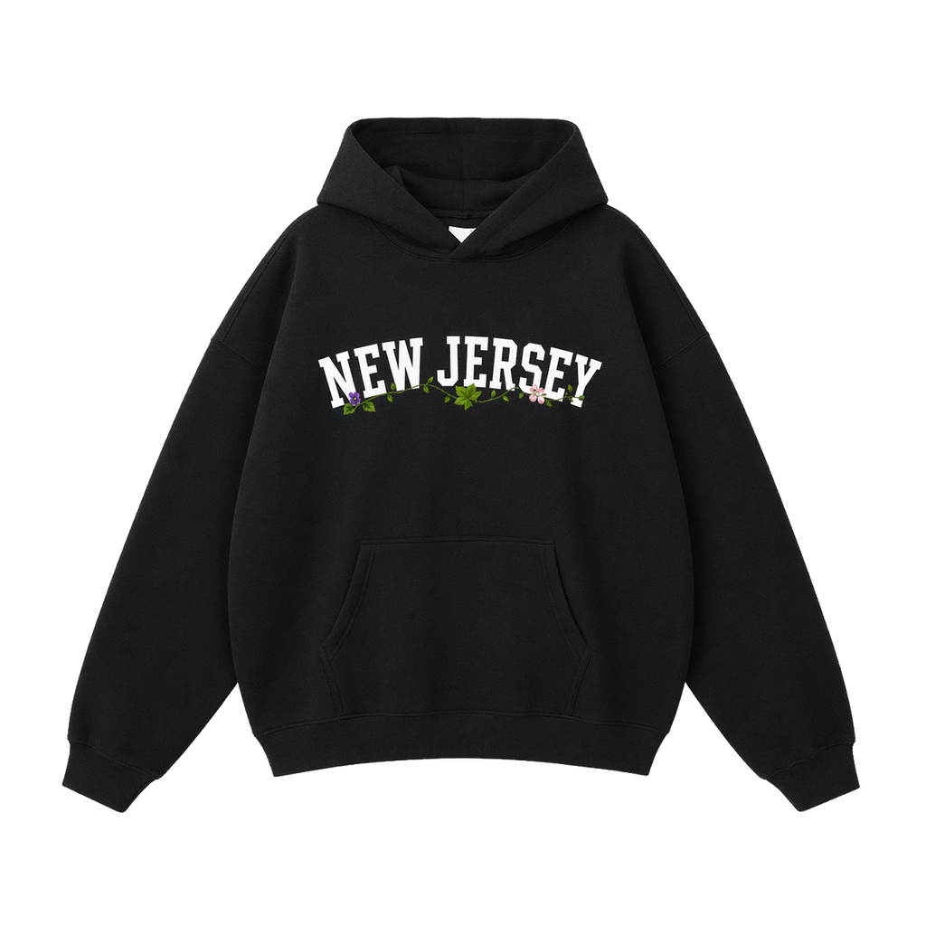Collection 10 New Jersey Oversize Fleeced Hoodie - Black front