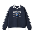 Collection 8 Minnesota Contrast Striped Lapel Collar Sweatshirt - Royal Blue front