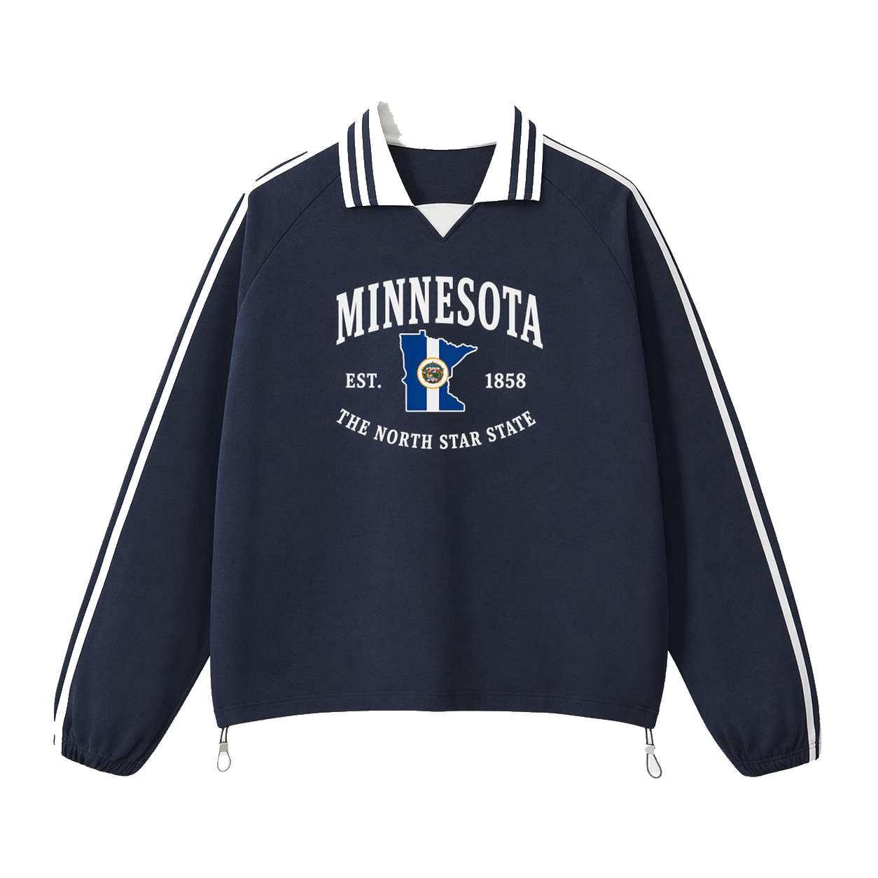 Collection 8 Minnesota Contrast Striped Lapel Collar Sweatshirt - Royal Blue front