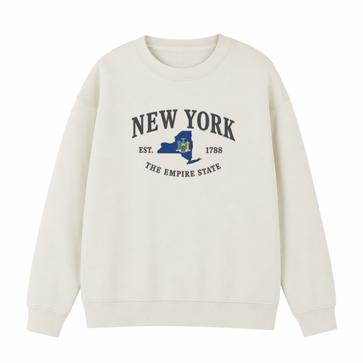 Collection 8 New York Essential Heavyweight Crewneck Sweatshirt - Cream front
