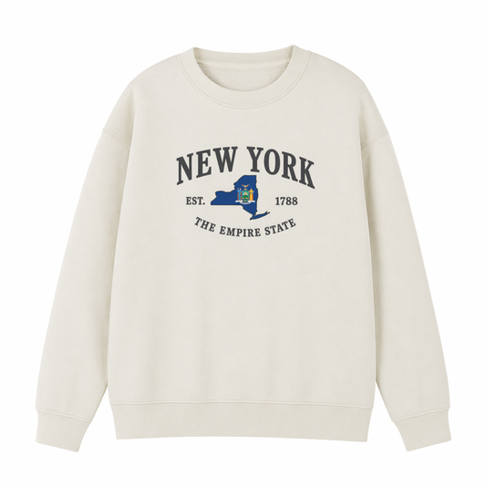 Collection 8 New York Essential Heavyweight Crewneck Sweatshirt - Cream front