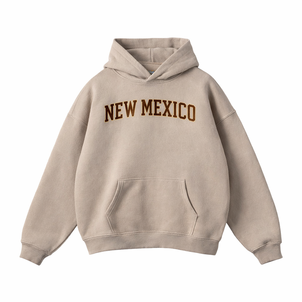 Collection 1 New Mexico Oversize Fleeced Hoodie - Gray Apricot front