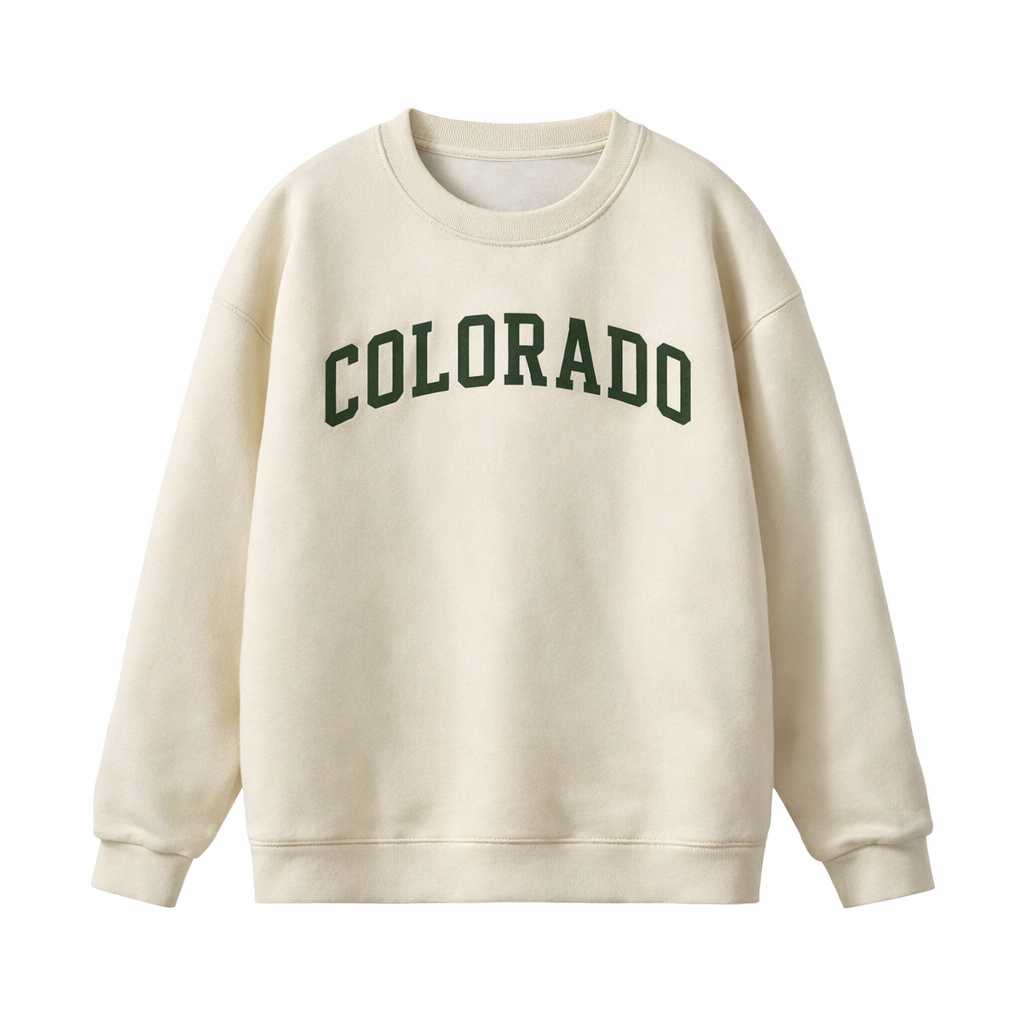 Collection 1 Colorado Essential Heavyweight Crewneck Sweatshirt - Cream front