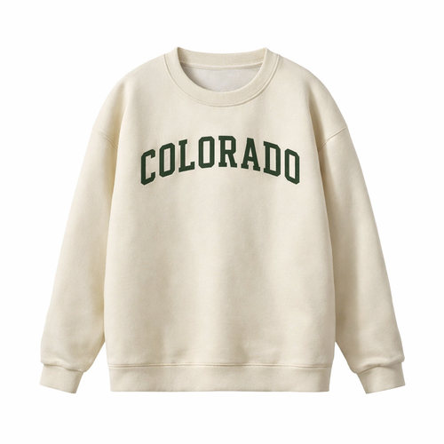 Collection 1 Colorado Essential Heavyweight Crewneck Sweatshirt - Cream front