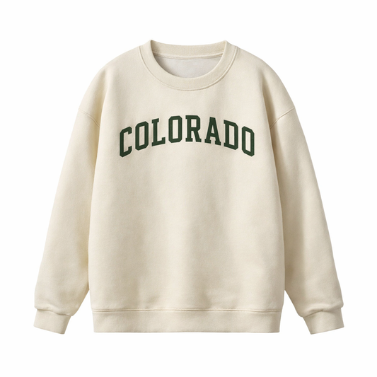 Collection 1 Colorado Essential Heavyweight Crewneck Sweatshirt - Cream front
