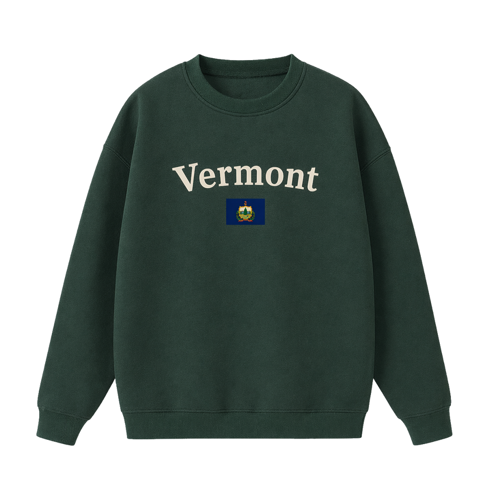 Collection 6 Vermont Essential Heavyweight Crewneck Sweatshirt - Dark Green front