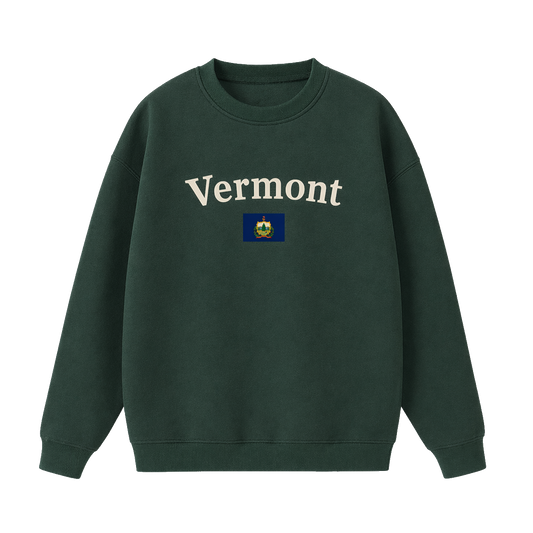 Collection 6 Vermont Essential Heavyweight Crewneck Sweatshirt - Dark Green front