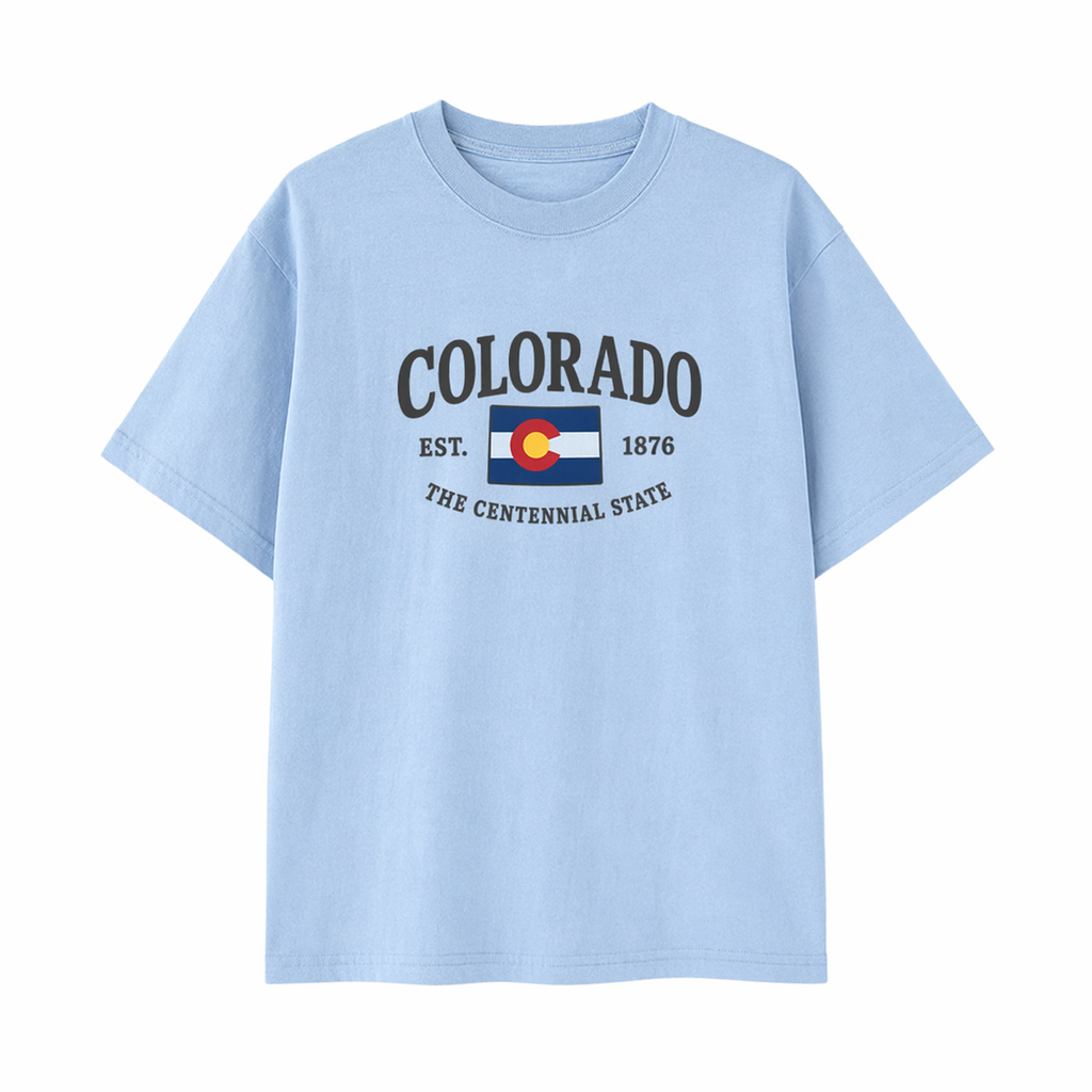 Collection 8 Colorado Essential Cotton T-Shirt - Light Blue front