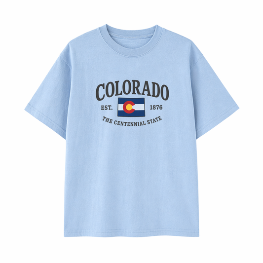 Collection 8 Colorado Essential Cotton T-Shirt - Light Blue front