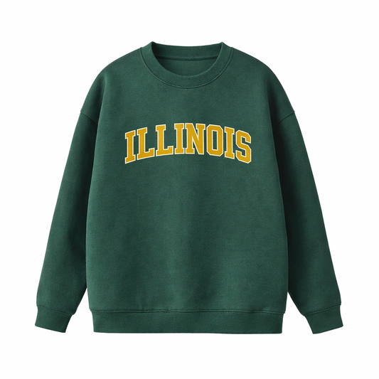 Collection 1 Illinois Essential Heavyweight Crewneck Sweatshirt - Dark Green front