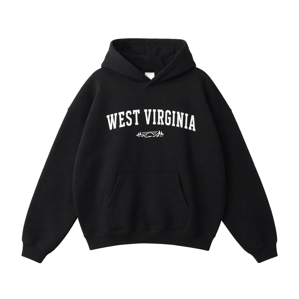 Collection 9 West Virginia Oversize Fleeced Hoodie - Black front