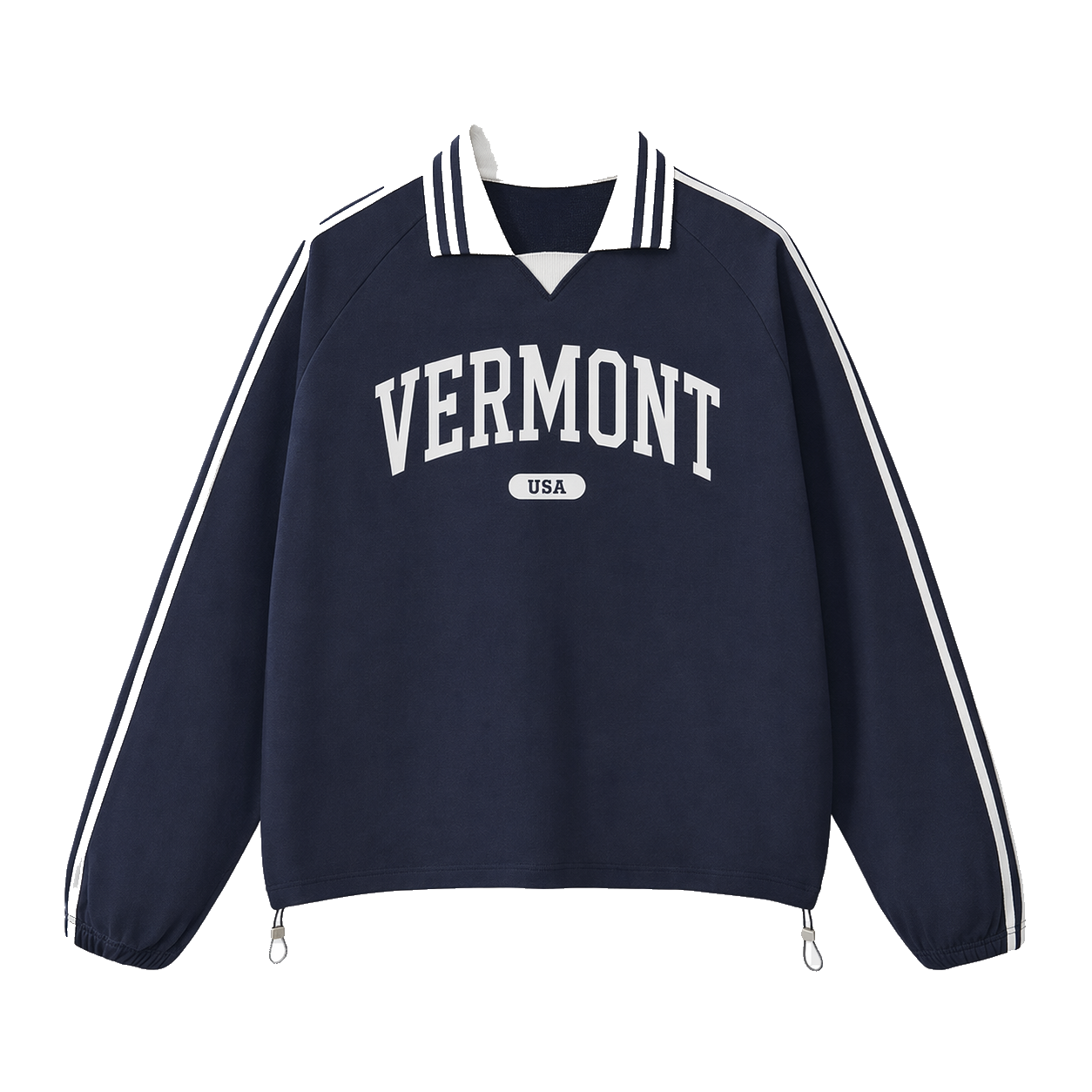 Collection 4 Vermont Contrast Striped Lapel Collar Sweatshirt - Royal Blue front