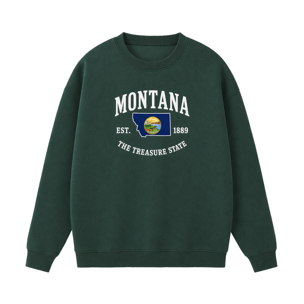 Collection 8 Montana Essential Heavyweight Crewneck Sweatshirt - Dark Green front