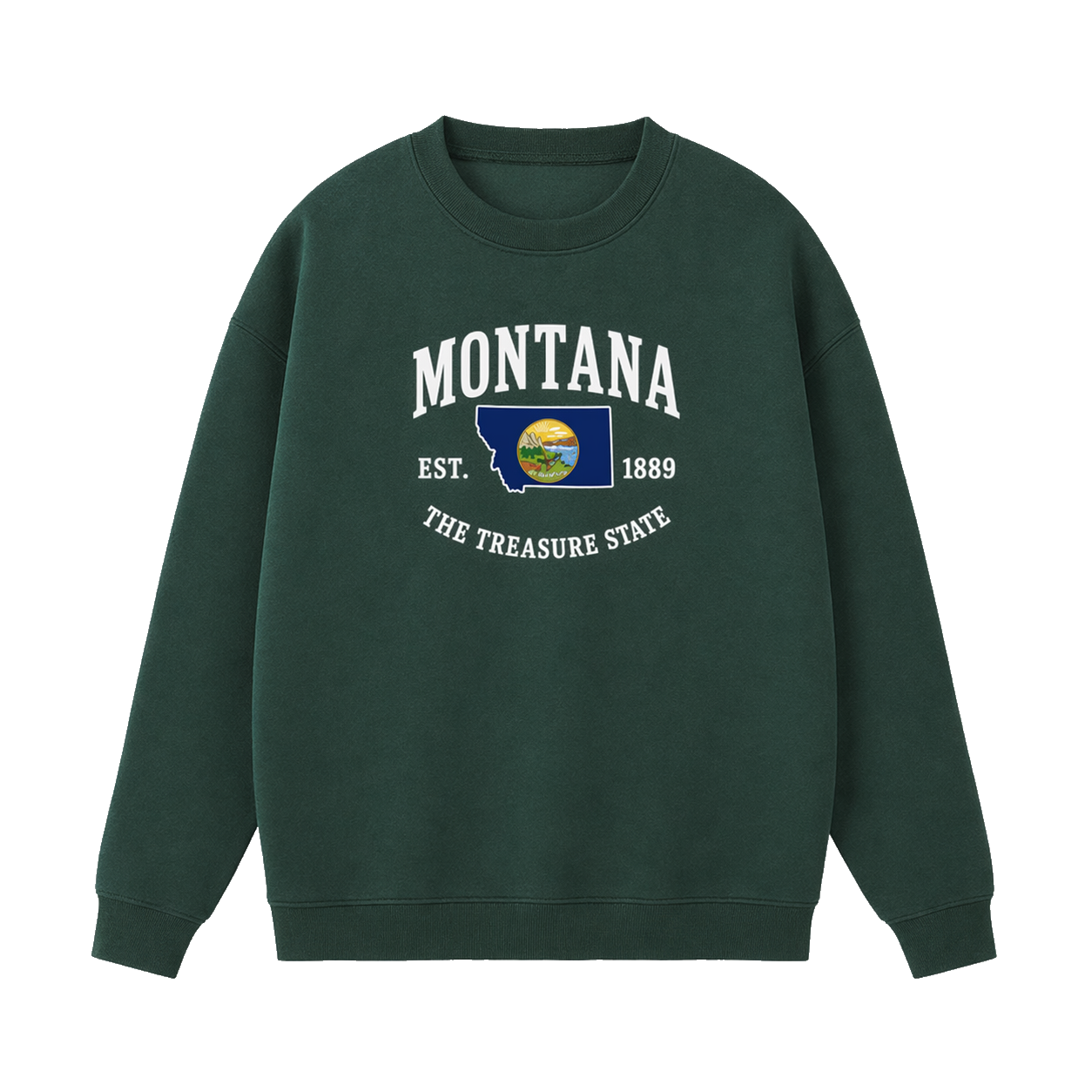 Collection 8 Montana Essential Heavyweight Crewneck Sweatshirt - Dark Green front
