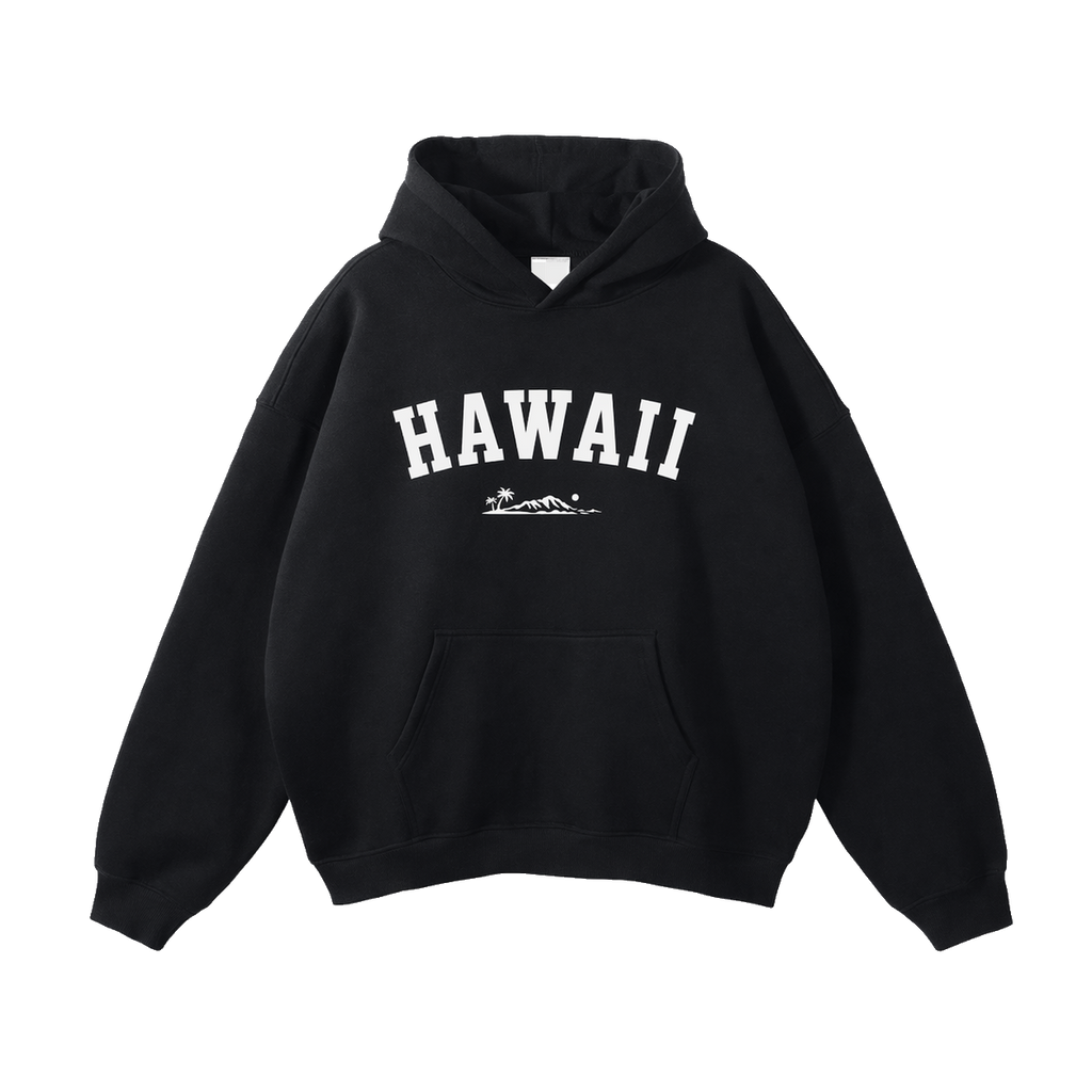 Collection 9 Hawaii Oversize Fleeced Hoodie - Black front