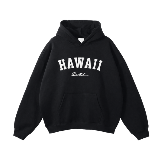Collection 9 Hawaii Oversize Fleeced Hoodie - Black front