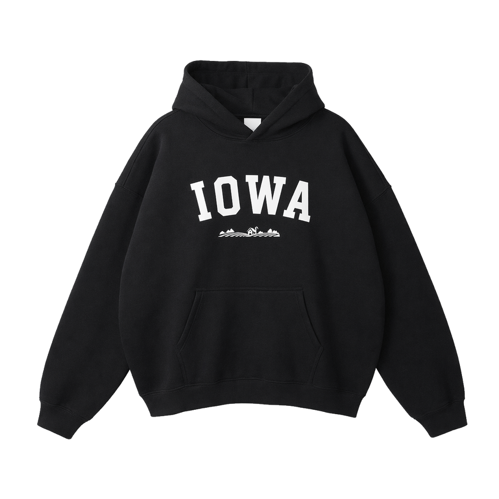 Collection 9 Iowa Oversize Fleeced Hoodie - Black front