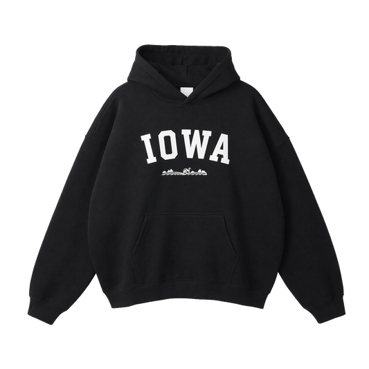 Collection 9 Iowa Oversize Fleeced Hoodie - Black front