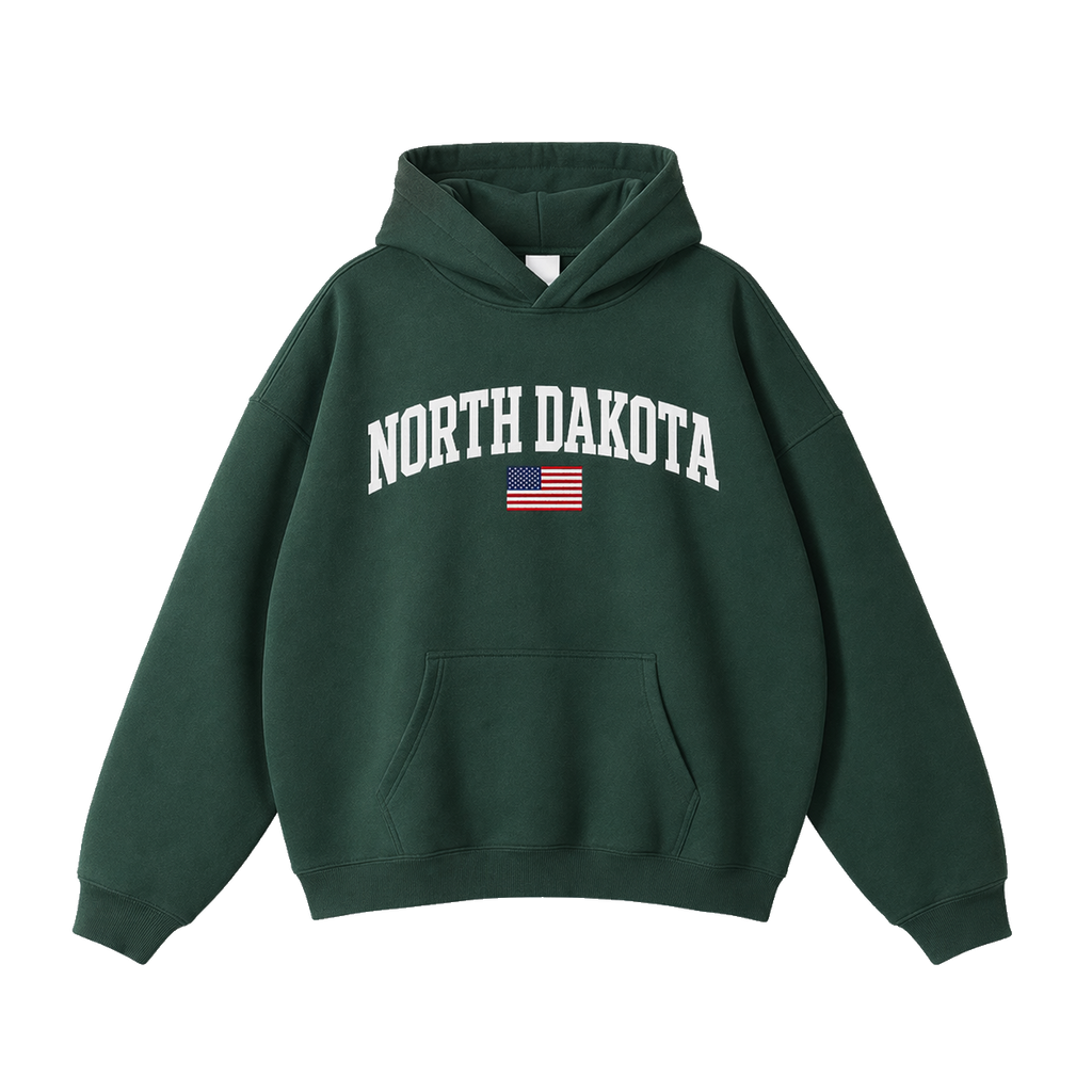 Collection 2 North Dakota Oversize Fleeced Hoodie - Eden Green front