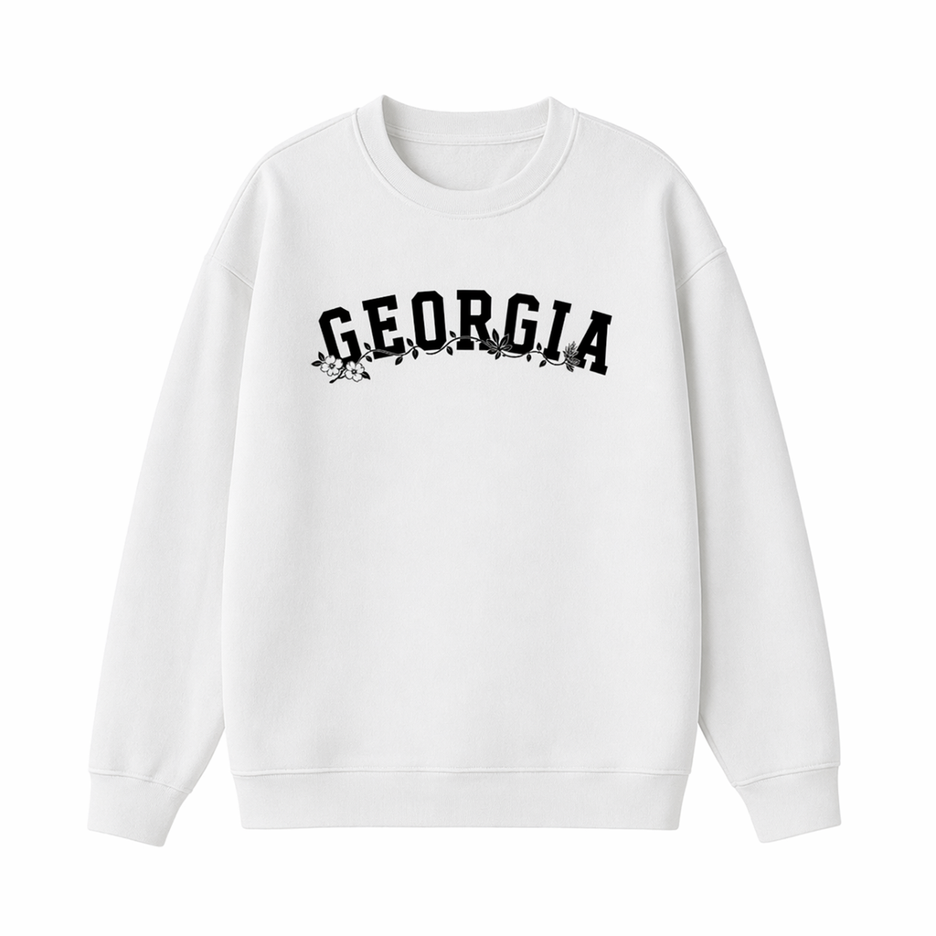 Collection 10 Georgia Essential Heavyweight Crewneck Sweatshirt - White front