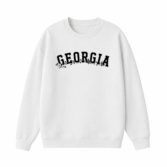 Collection 10 Georgia Essential Heavyweight Crewneck Sweatshirt - White front
