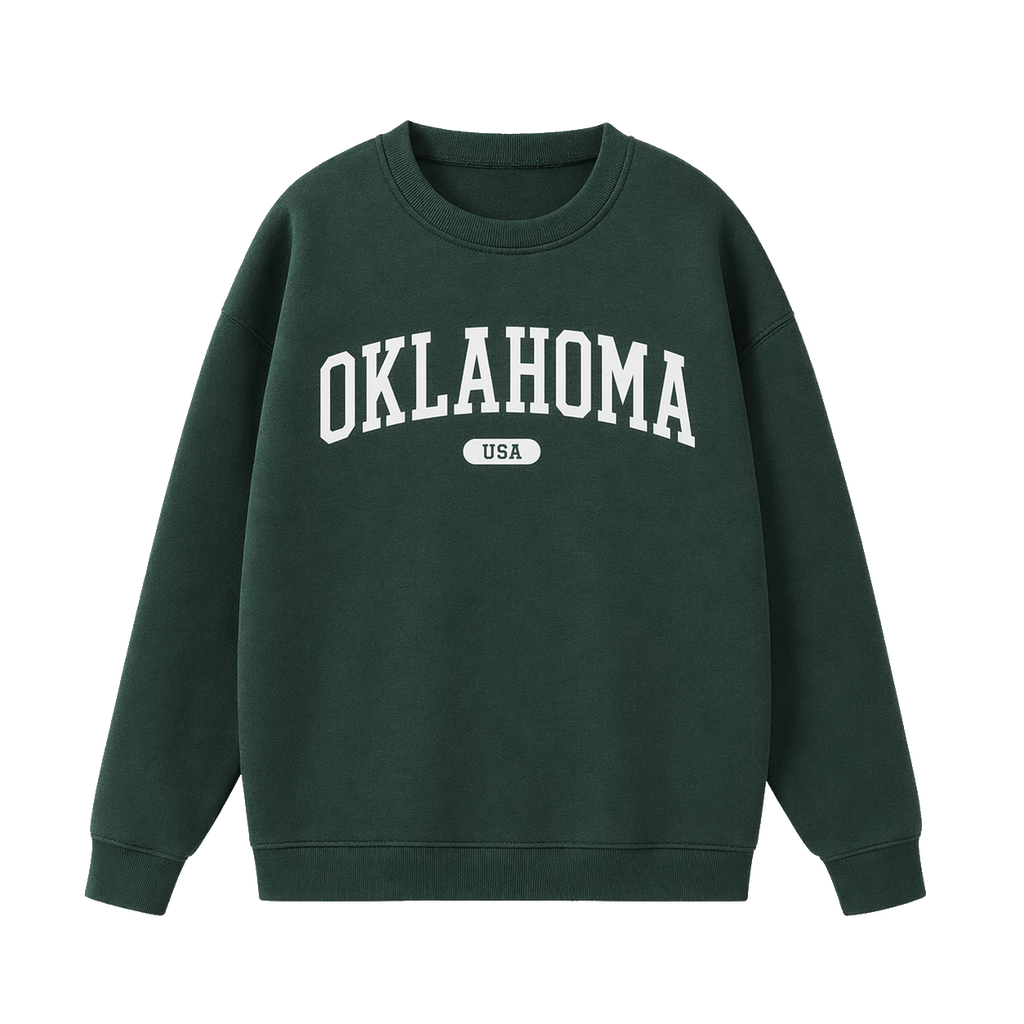 Collection 4 Oklahoma Essential Heavyweight Crewneck Sweatshirt - Dark Green front