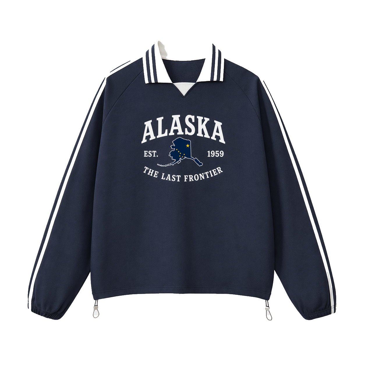 Collection 8 Alaska Contrast Striped Lapel Collar Sweatshirt - Royal Blue front