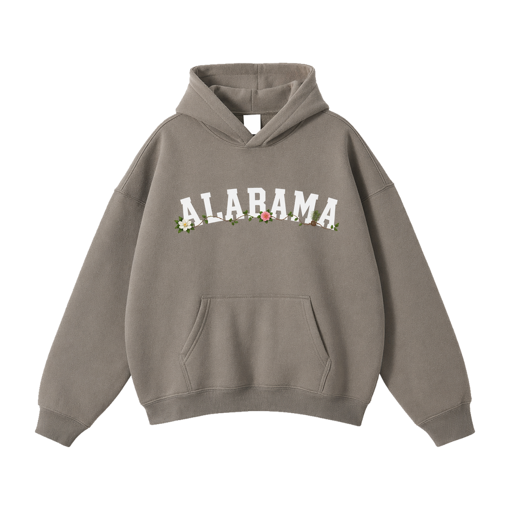 Collection 10 Alabama Oversize Fleeced Hoodie - Gray Coffee front