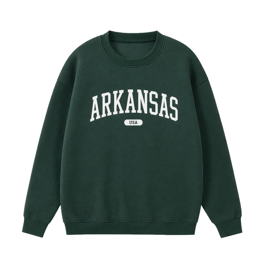 Collection 4 Arkansas Essential Heavyweight Crewneck Sweatshirt - Dark Green front