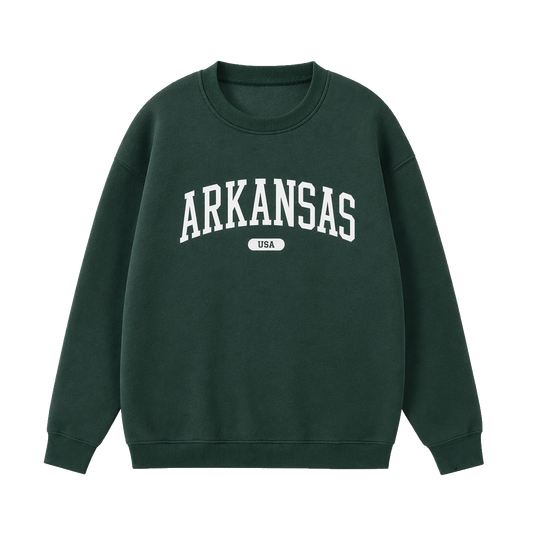 Collection 4 Arkansas Essential Heavyweight Crewneck Sweatshirt - Dark Green front