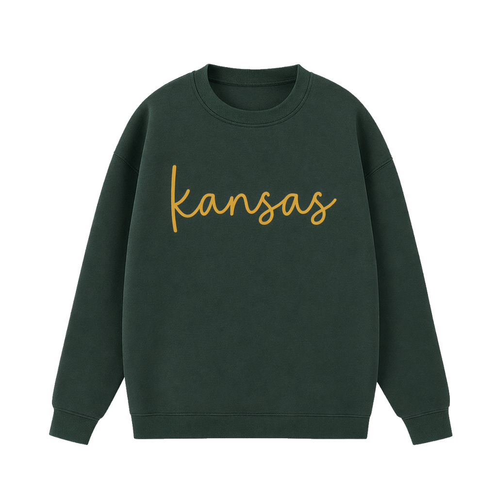 Collection 3 Kansas Essential Heavyweight Crewneck Sweatshirt - Dark Green front