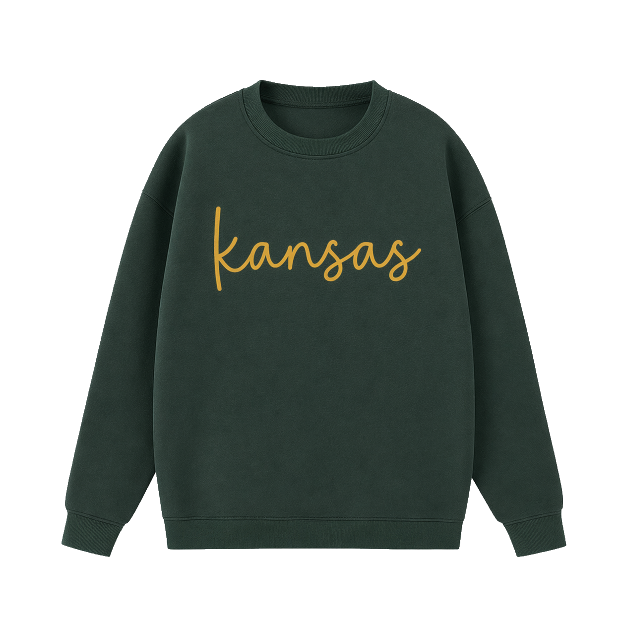 Collection 3 Kansas Essential Heavyweight Crewneck Sweatshirt - Dark Green front