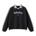 Collection 6 Idaho Contrast Striped Lapel Collar Sweatshirt - Black front
