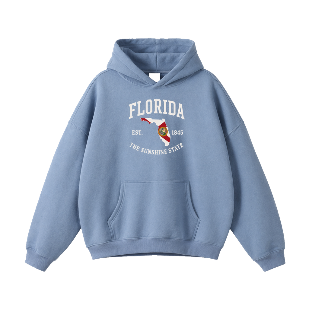 Collection 8 Florida Oversize Fleeced Hoodie - Medium Blue front