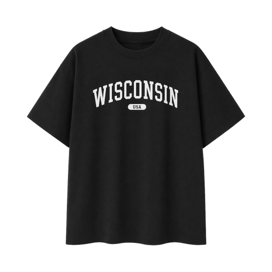 Collection 4 Wisconsin Essential Cotton T-Shirt - Black front