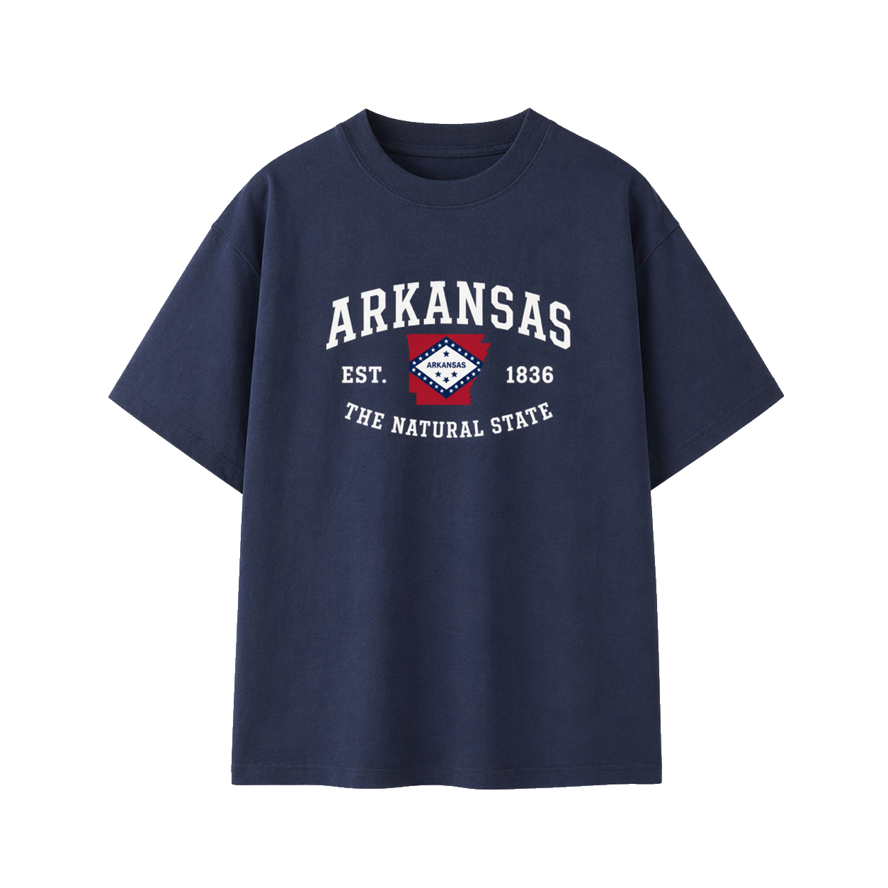 Collection 8 Arkansas Essential Cotton T-Shirt - Navy Blue front