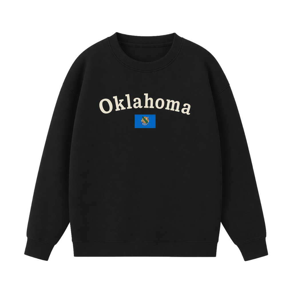 Collection 6 Oklahoma Essential Heavyweight Crewneck Sweatshirt - Black front