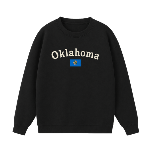 Collection 6 Oklahoma Essential Heavyweight Crewneck Sweatshirt - Black front