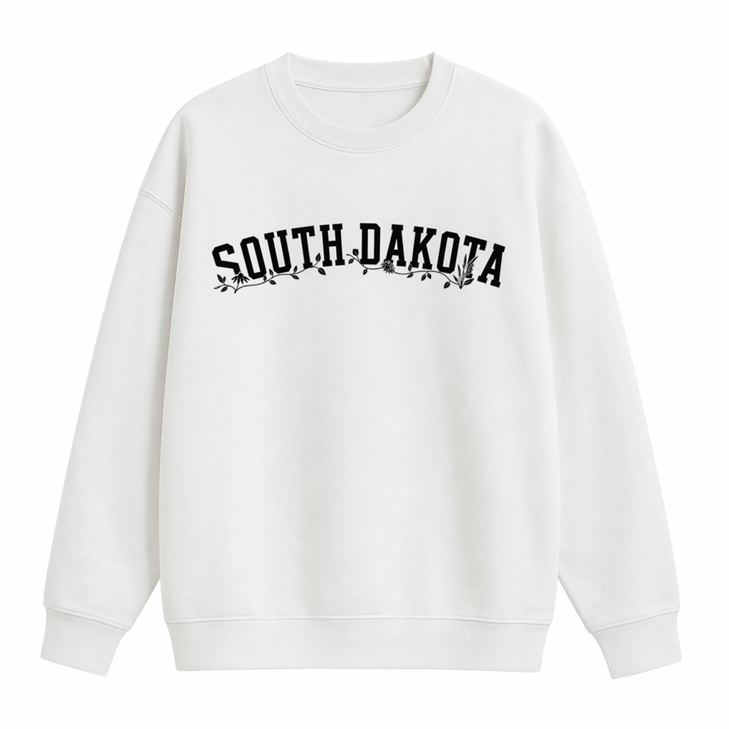 Collection 10 South Dakota Essential Heavyweight Crewneck Sweatshirt - White front