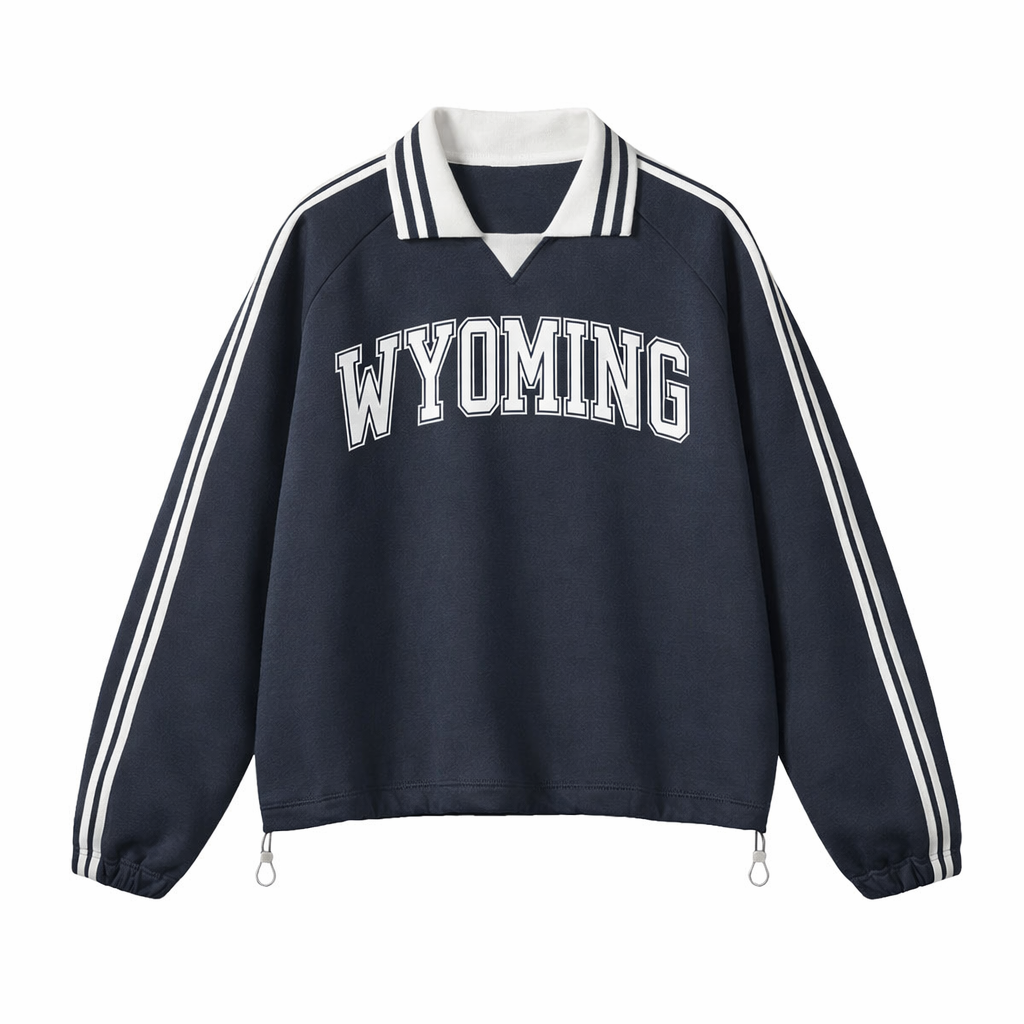 Collection 1 Wyoming Contrast Striped Lapel Collar Sweatshirt - Royal Blue front