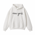 Collection 3 New York Oversize Fleeced Hoodie - White front