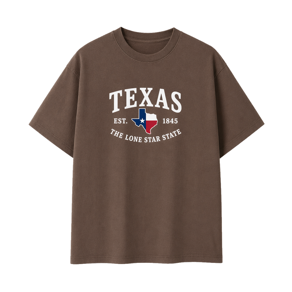 Collection 8 Texas Essential Cotton T-Shirt - Coffee front